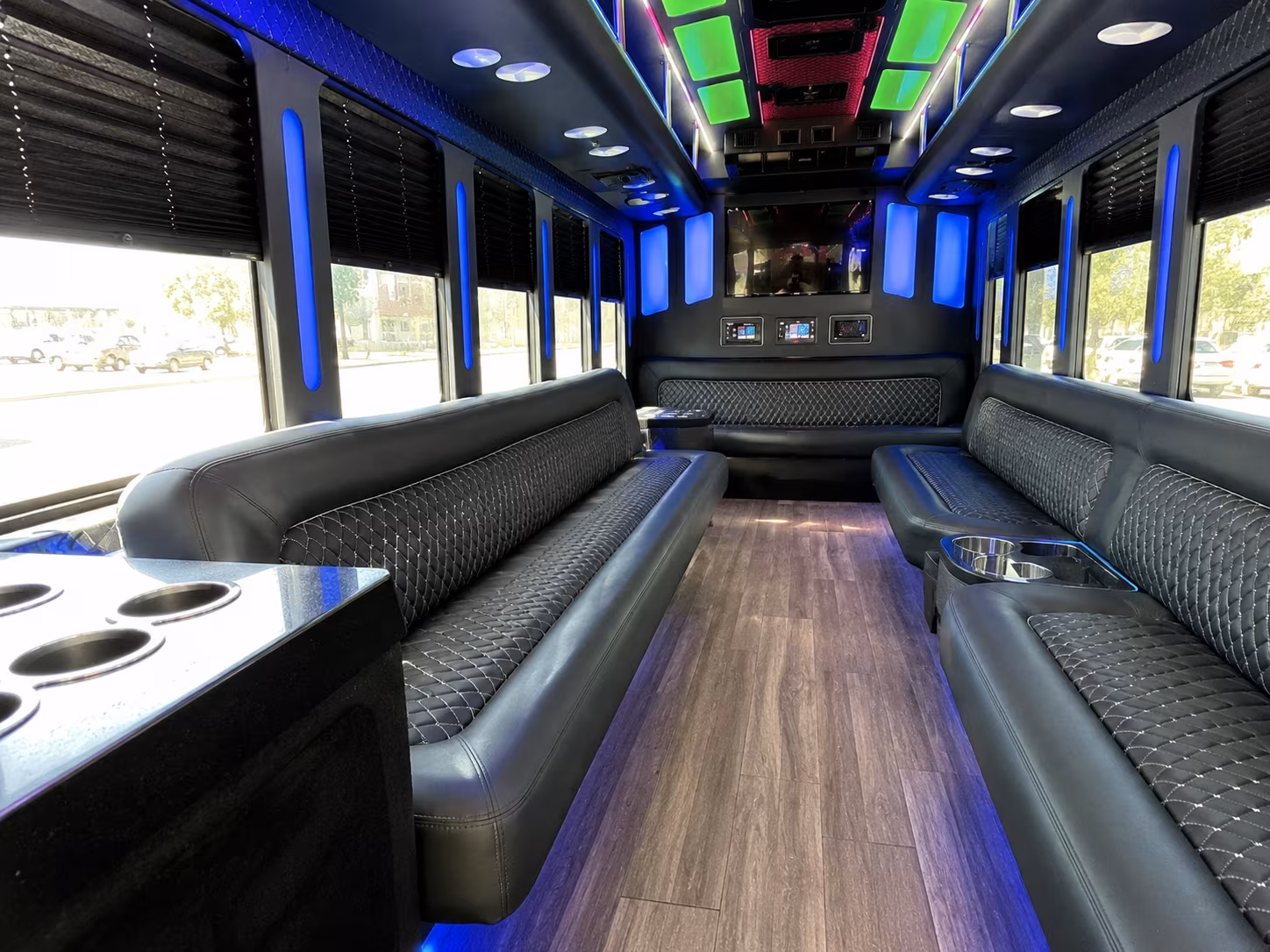hollywood 15 passenger party bus inside