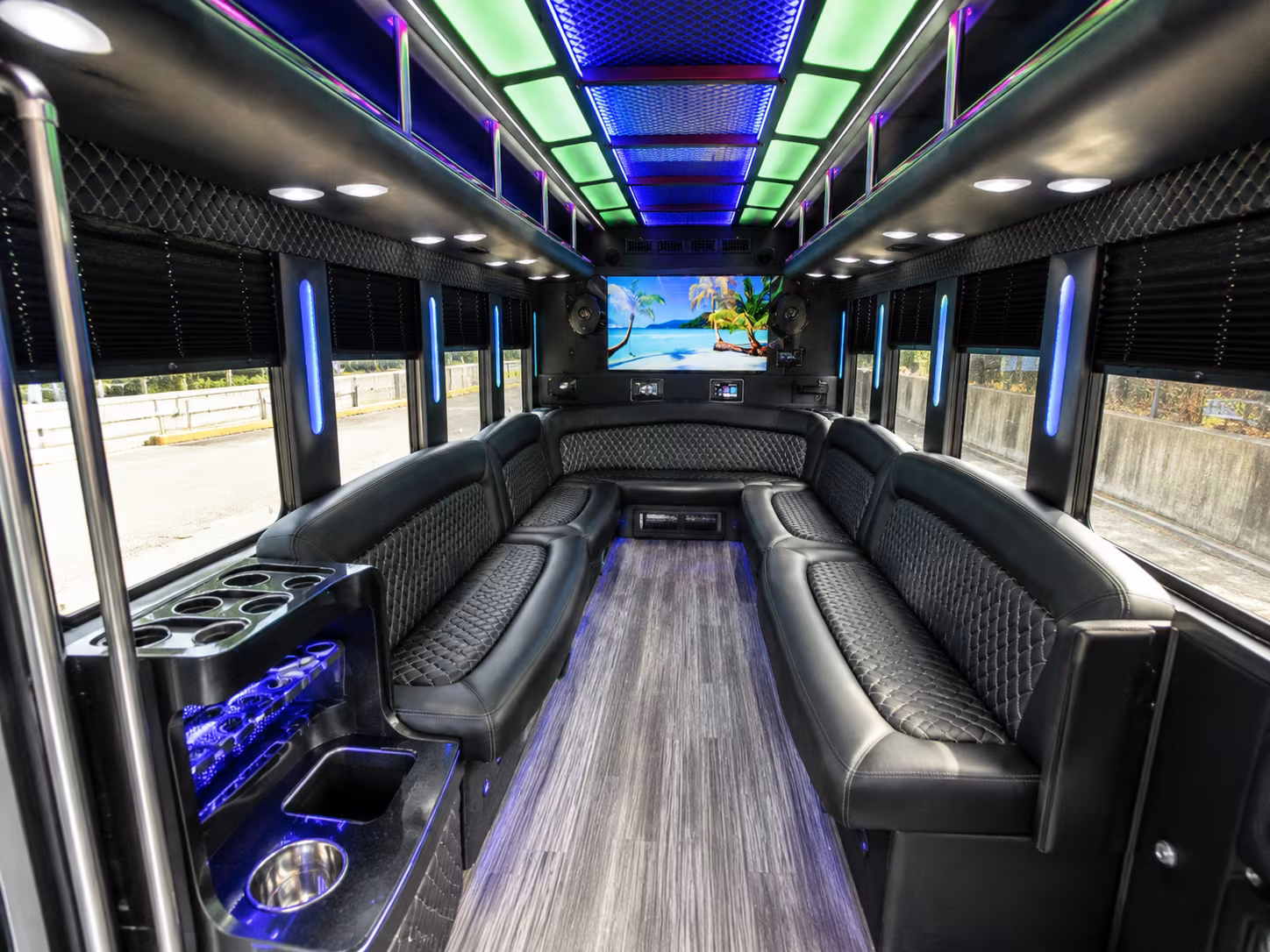 hollywood 18 passenger party bus inside