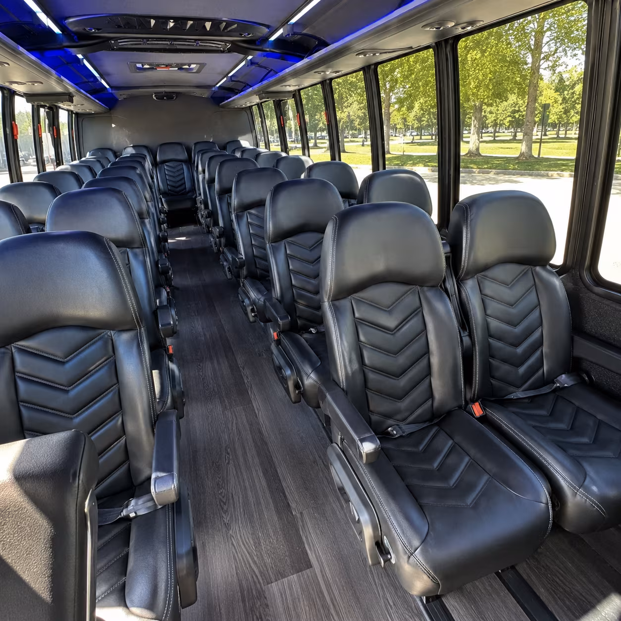 hollywood 28 passenger minibus interior
