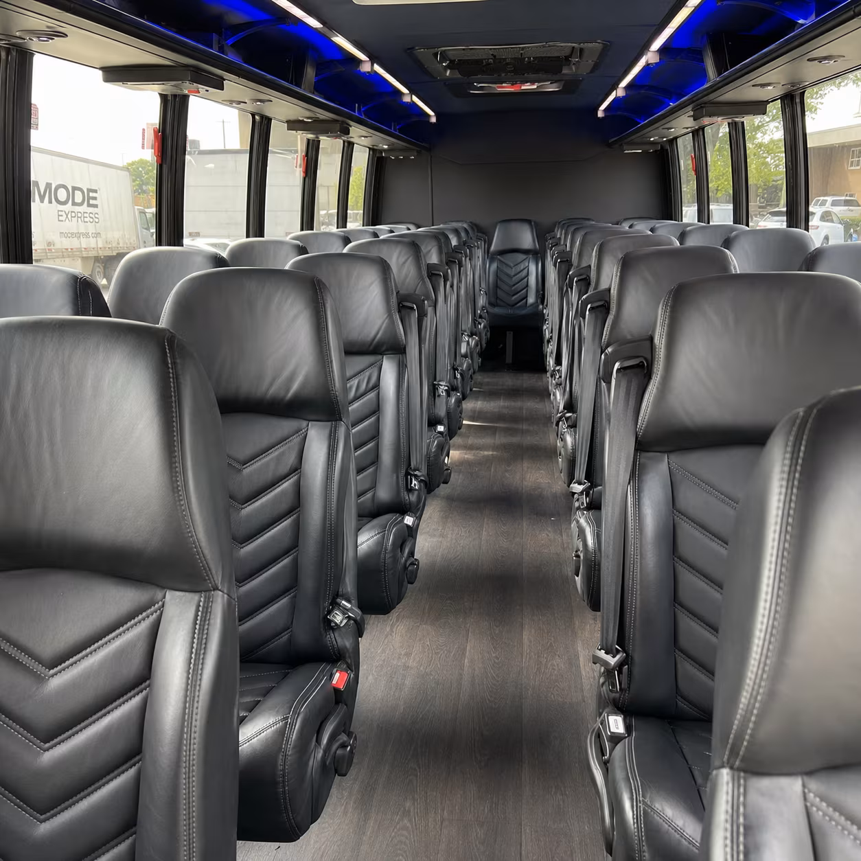 hollywood 30 passenger minibus inside